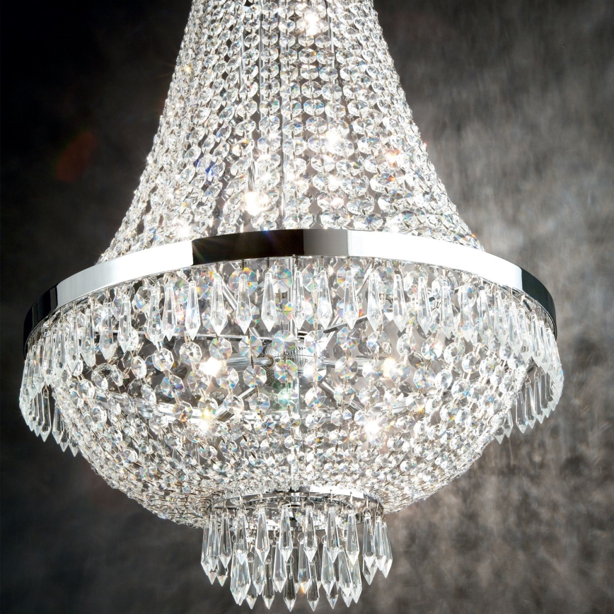 Ideal Lux - LED Křišťálový lustr na řetězu CAESAR 6xG9/3W/230V pr. 38 cm lesklý chrom