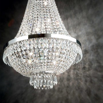 Ideal Lux - LED Křišťálový lustr na řetězu CAESAR 9xG9/3W/230V pr. 45 cm lesklý chrom