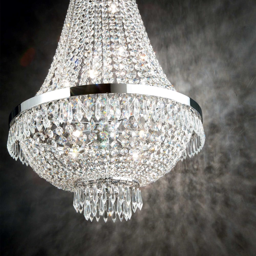 Ideal Lux - LED Křišťálový lustr na řetězu CAESAR 9xG9/3W/230V pr. 45 cm lesklý chrom