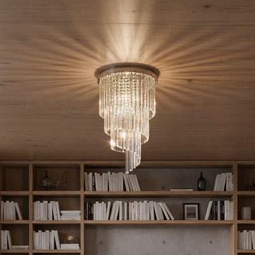 Ideal Lux - LED Křišťálový přisazený lustr CARLTON 8xE14/40W/230V pr. 40 cm lesklý chrom