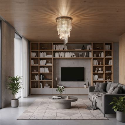 Ideal Lux - LED Křišťálový přisazený lustr CARLTON 8xE14/40W/230V pr. 40 cm lesklý chrom