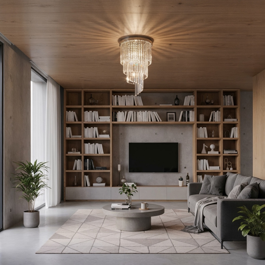 Ideal Lux - LED Křišťálový přisazený lustr CARLTON 8xE14/40W/230V pr. 40 cm lesklý chrom