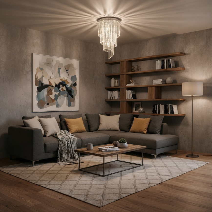 Ideal Lux - LED Křišťálový přisazený lustr CARLTON 8xE14/40W/230V pr. 40 cm lesklý chrom