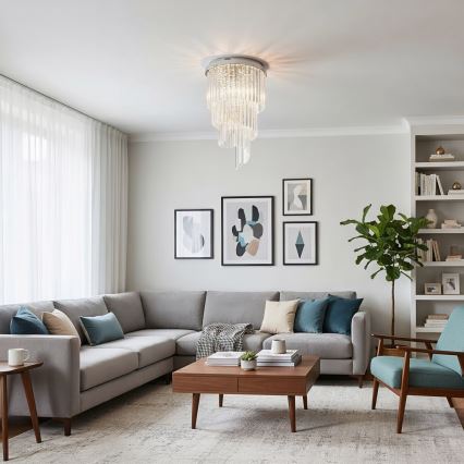 Ideal Lux - LED Křišťálový přisazený lustr CARLTON 8xE14/40W/230V pr. 40 cm lesklý chrom