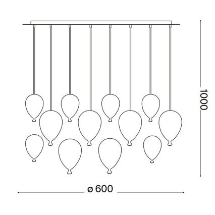 Ideal Lux - LED Lustr na lanku CLOWN 12xG9/3W/230V pr. 60 cm pestrobarevná