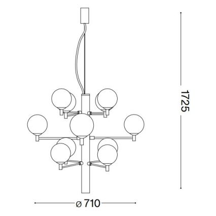 Ideal Lux - LED Lustr na lanku COPERNICO 12xG9/3W/230V pr. 71 cm černá
