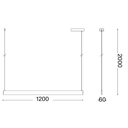 Ideal Lux - LED Lustr na lanku DESK WIDE LED/36W/230V CRI 90 120 cm černá
