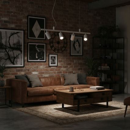 Ideal Lux - LED Lustr na lanku DYNAMITE 4xGU10/7W/230V CRI 90 bílá