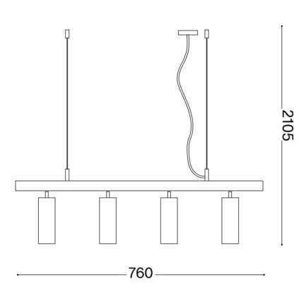 Ideal Lux - LED Lustr na lanku DYNAMITE 4xGU10/7W/230V CRI 90 černá