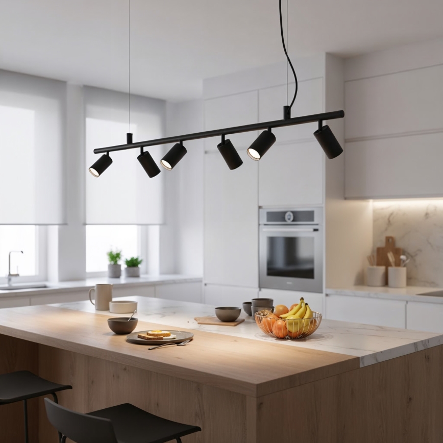 Ideal Lux - LED Lustr na lanku DYNAMITE 6xGU10/7W/230V CRI 90 černá