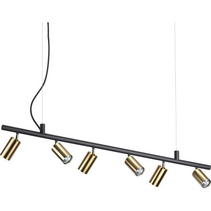 Ideal Lux - LED Lustr na lanku DYNAMITE 6xGU10/7W/230V CRI 90 černá/mosaz