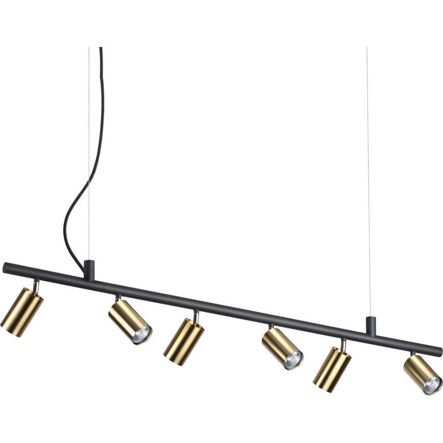 Ideal Lux - LED Lustr na lanku DYNAMITE 6xGU10/7W/230V CRI 90 černá/mosaz