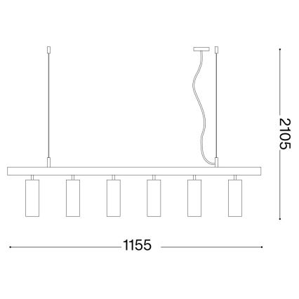 Ideal Lux - LED Lustr na lanku DYNAMITE 6xGU10/7W/230V CRI 90 černá/mosaz