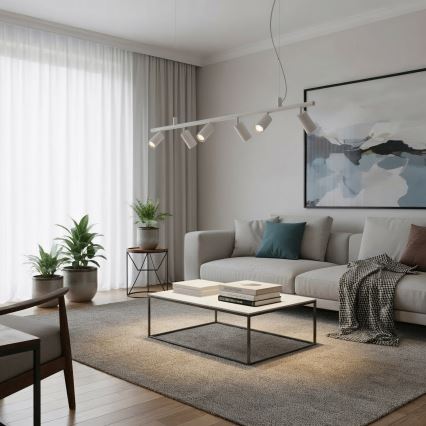 Ideal Lux - LED Lustr na lanku DYNAMITE 6xGU10/7W/230V CRI 90 bílá