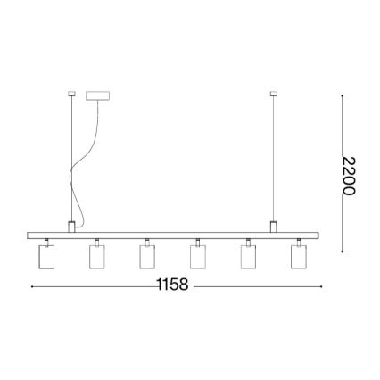 Ideal Lux - LED Lustr na lanku DYNAMITE 6xGU10/7W/230V CRI 90 mosaz