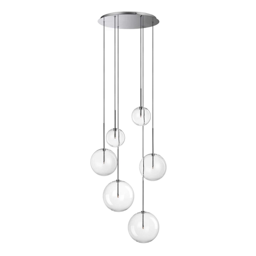 Ideal Lux - LED Lustr na lanku EQUINOXE 6xG4/2W/230V pr. 65 cm lesklý chrom/čirá