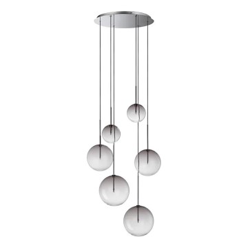 Ideal Lux - LED Lustr na lanku EQUINOXE 6xG4/2W/230V pr. 65 cm lesklý chrom/kouřová