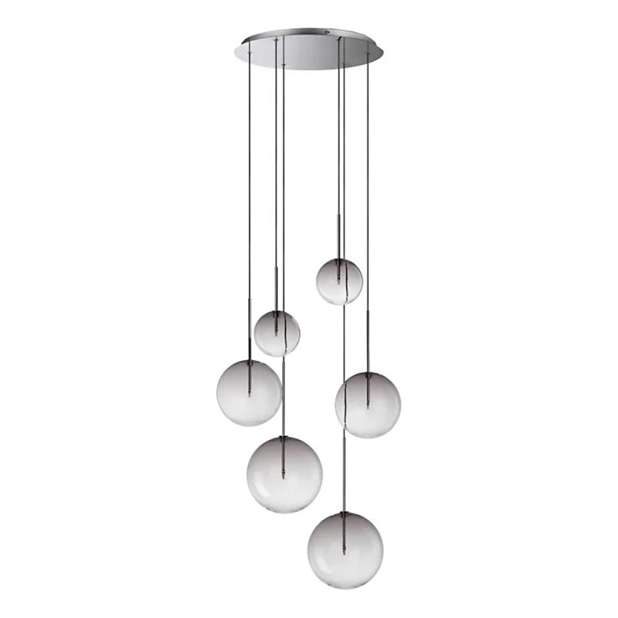 Ideal Lux - LED Lustr na lanku EQUINOXE 6xG4/2W/230V pr. 65 cm lesklý chrom/kouřová