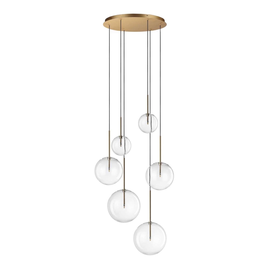 Ideal Lux - LED Lustr na lanku EQUINOXE 6xG4/2W/230V pr. 65 cm mosaz/čirá