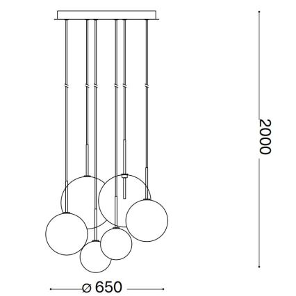 Ideal Lux - LED Lustr na lanku EQUINOXE 6xG4/2W/230V pr. 65 cm mosaz/čirá
