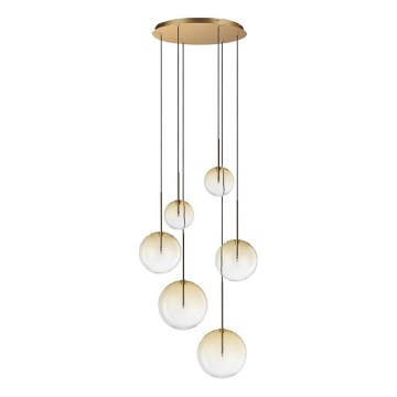 Ideal Lux - LED Lustr na lanku EQUINOXE 6xG4/2W/230V pr. 65 cm mosaz/kouřová