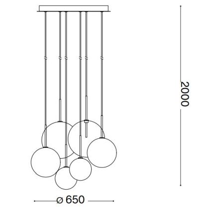 Ideal Lux - LED Lustr na lanku EQUINOXE 6xG4/2W/230V pr. 65 cm mosaz/kouřová