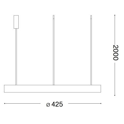 Ideal Lux - LED Lustr na lanku GEMINI LED/38W/230V pr. 42,5 cm CRI 90 černá