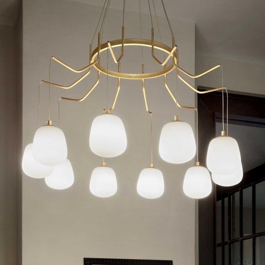 Ideal Lux - LED Lustr na lanku KAROUSEL 10xG9/3W/230V pr. 82,5 cm mosaz