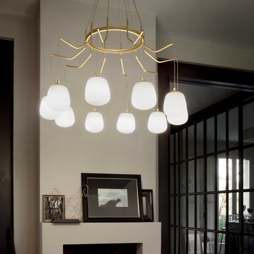 Ideal Lux - LED Lustr na lanku KAROUSEL 10xG9/3W/230V pr. 82,5 cm mosaz