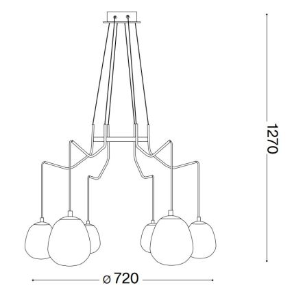Ideal Lux - LED Lustr na lanku KAROUSEL 6xG9/3W/230V pr. 72 cm mosaz