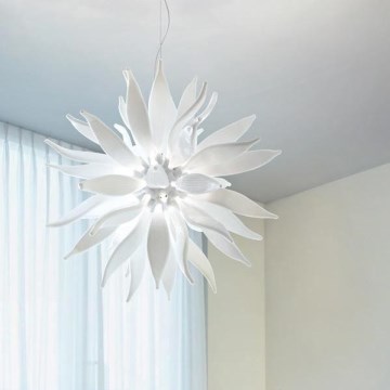 Ideal Lux - LED Lustr na lanku LEAVES 12xG9/3W/230V pr. 80 cm bílá