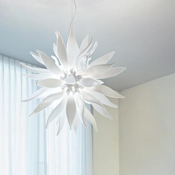 Ideal Lux - LED Lustr na lanku LEAVES 12xG9/3W/230V pr. 80 cm bílá
