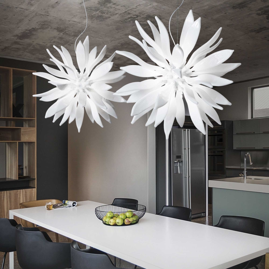 Ideal Lux - LED Lustr na lanku LEAVES 12xG9/3W/230V pr. 80 cm bílá
