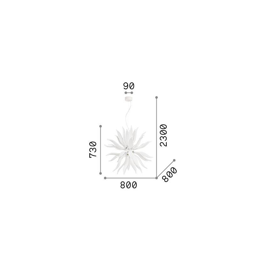 Ideal Lux - LED Lustr na lanku LEAVES 12xG9/3W/230V pr. 80 cm bílá