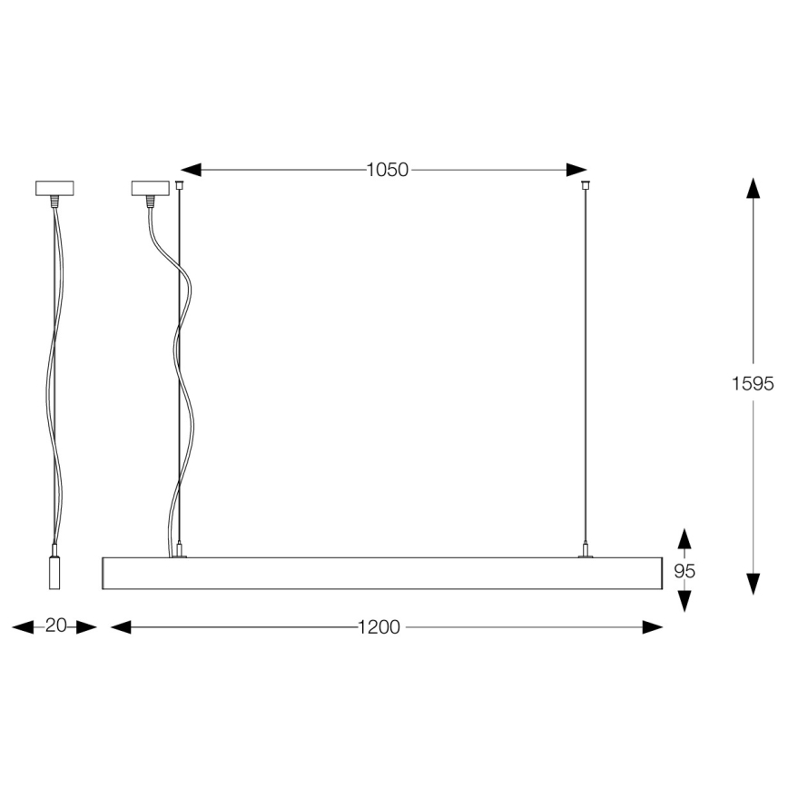 Ideal Lux - LED Lustr na lanku LINUS LED/32W/230V 3000K CRI 90 120 cm černá