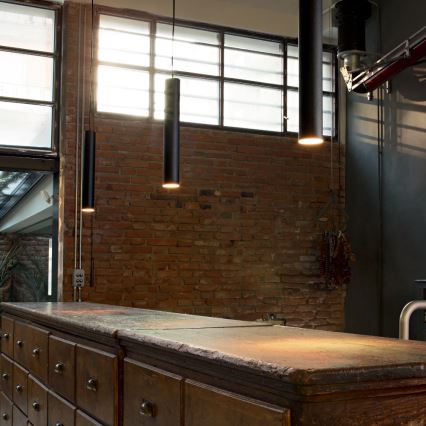 Ideal Lux - LED Lustr na lanku LOOK 1xGU10/7W/230V CRI 90 pr. 6 cm černá