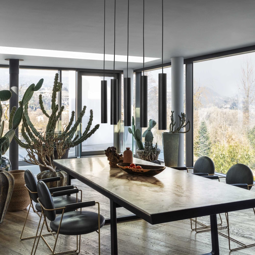 Ideal Lux - LED Lustr na lanku LOOK 1xGU10/7W/230V CRI 90 pr. 6 cm černá