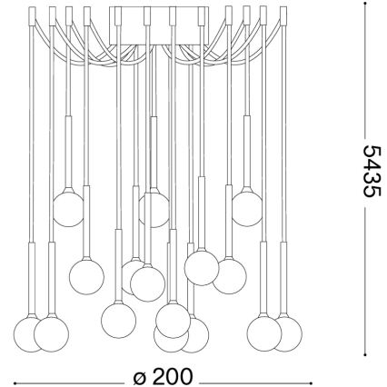 Ideal Lux - LED Lustr na lanku LUCCIOLA 16xLED/16W/230V CRI 90 pavouk černá