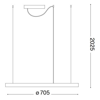 Ideal Lux - LED Lustr na lanku ORACLE SLIM LED/37W/230V 2700K CRI 90 pr. 70 cm černá