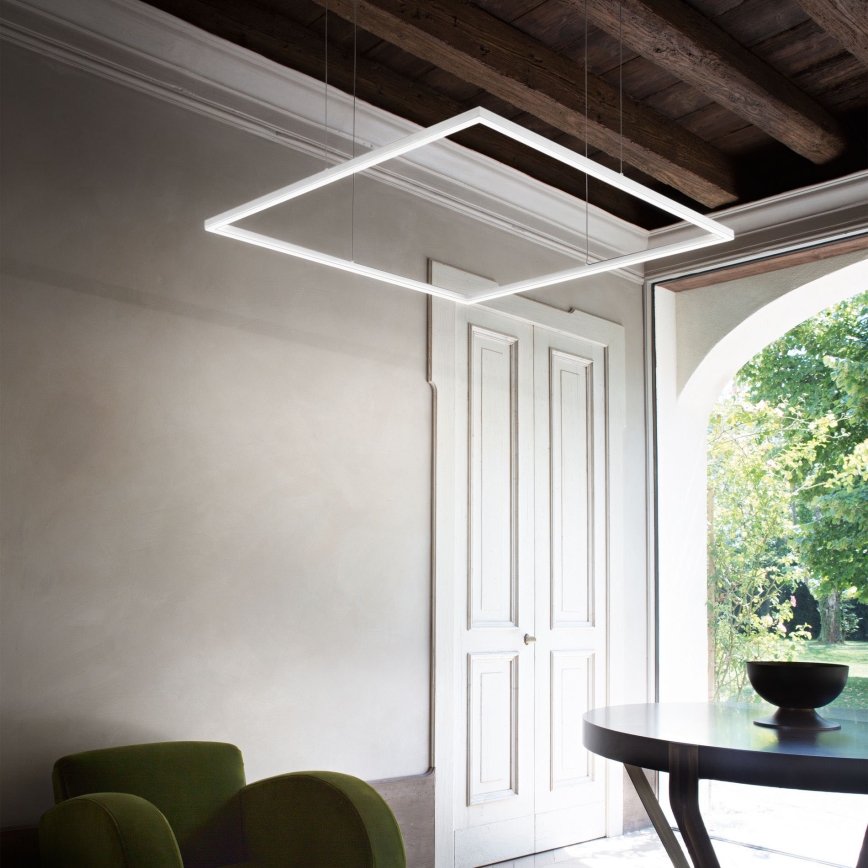 Ideal Lux - LED Lustr na lanku ORACLE SLIM LED/53W/230V 3000K 90x90 cm bílá