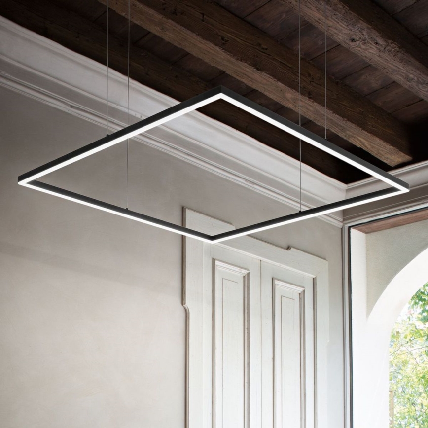 Ideal Lux - LED Lustr na lanku ORACLE SLIM LED/53W/230V 3000K 90x90 cm černá