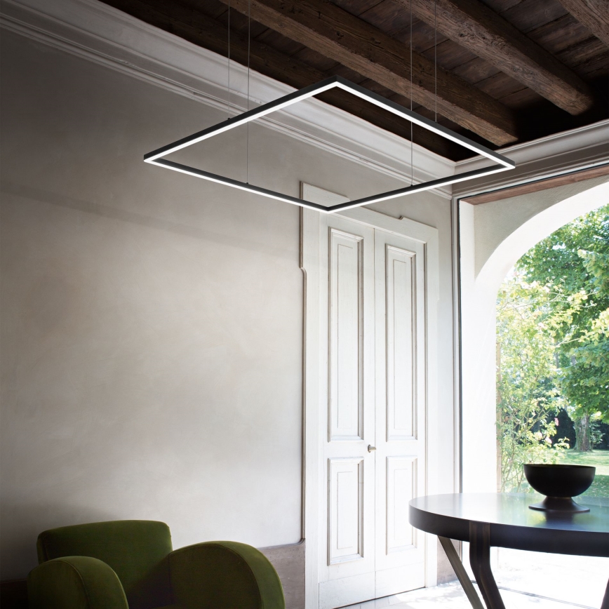 Ideal Lux - LED Lustr na lanku ORACLE SLIM LED/53W/230V 3000K 90x90 cm černá