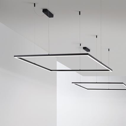 Ideal Lux - LED Lustr na lanku ORACLE SLIM LED/53W/230V 3000K 90x90 cm černá