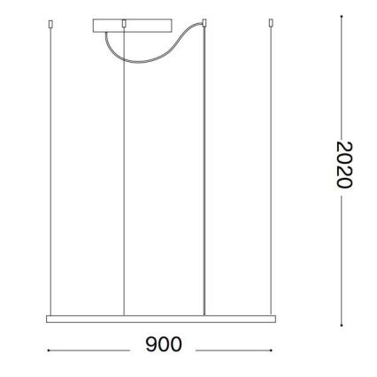 Ideal Lux - LED Lustr na lanku ORACLE SLIM LED/53W/230V 3000K 90x90 cm černá