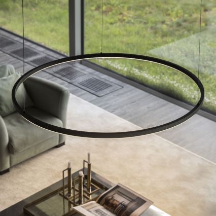 Ideal Lux - LED Stmívatelný lustr na lanku ORACLE SLIM LED/77W/230V 3000K CRI 90 pr. 150 cm černá