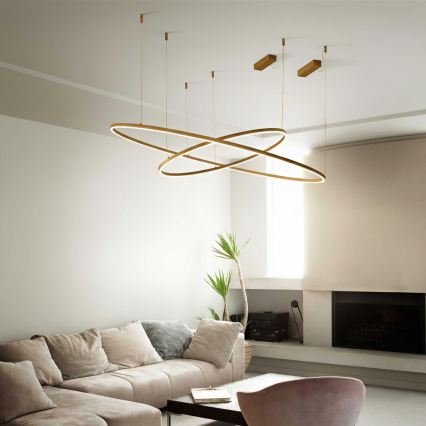 Ideal Lux - LED Lustr na lanku ORACLE SLIM LED/81W/230V 3000K CRI 90 pr. 150 cm zlatá