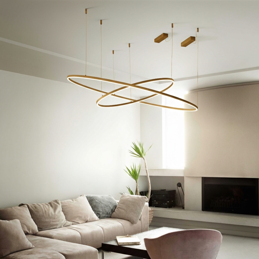 Ideal Lux - LED Lustr na lanku ORACLE SLIM LED/81W/230V 3000K CRI 90 pr. 150 cm zlatá