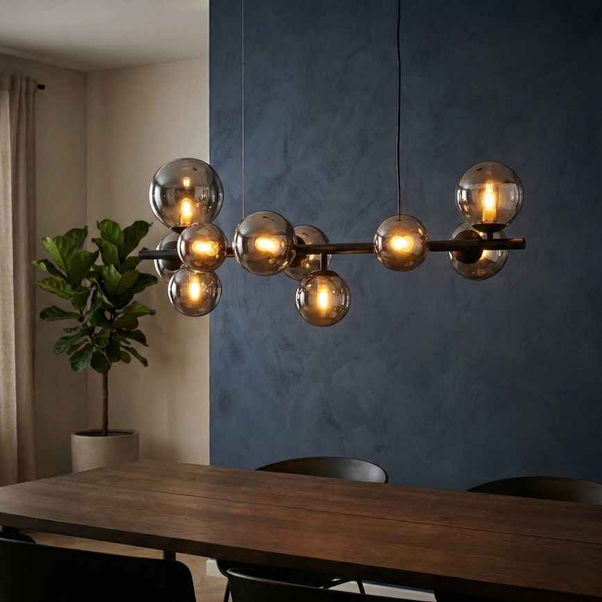 Ideal Lux - LED Lustr na lanku PERLAGE 10xG9/3W/230V 81 cm černá/kouřová černá