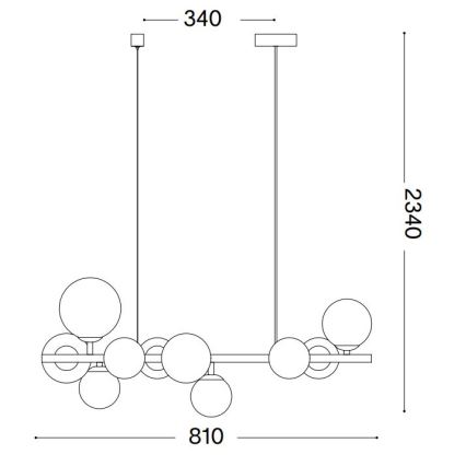 Ideal Lux - LED Lustr na lanku PERLAGE 10xG9/3W/230V 81 cm černá/kouřová černá