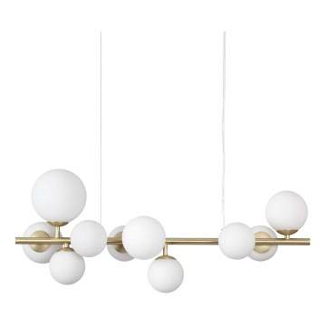 Ideal Lux - LED Lustr na lanku PERLAGE 10xG9/3W/230V 81 cm zlatá/bílá